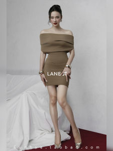 Lanejt Vietnam ปีใหม่ 2024 เรียบหรู โทนสีกาแฟเท่ รูปทรงตัว เน้นพันรอบ กระโปรง สูง เอว ทรงเอ เดรส