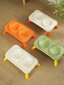 2-in-1 Pet Bowl Protect Cervical Spine Anti-Ant Pet Bowl Large Capacity Stand Non-Slip Dog Food Bowl Cat Double Bowls