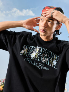 nuthink | Color Blocking Floral Embroidered Letter T-Shirt