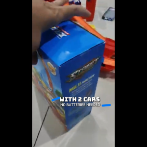 2-in-1 Train & Car Racing Track Set with Loop & Gravity Launcher + 2 Die-Cast Cars hotwheel for 3 years