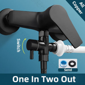 Shower Diverter Valve 1 In 2 Out Water Tap Splitter Thickened Brass T-Adapter Universal G1/2 Joint Leak-Proof Replacement