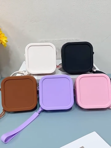 Cache Purse Portable Mini Silicone Organizer Wallet Colorful Rectangle Coin Purse Travel Pouch Cosmetic Makeup Earphone Bag