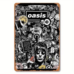 BANDDECORPRO Oasis Band Retro Tin Plaque |  Metal Wall Art | Weatherproof for Indoor/Outdoor Use