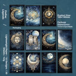 Starry Sky Moon Phase Background Hot Stamping Note Lining Paper