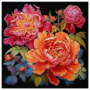 Tranh hoa mẫu đơn phong thủy. Tranh treo tường dán tường. CGI-126