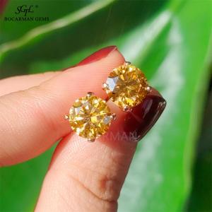 0.5 carat -3 carat Champagne GRA Moissanite 4 Claw Earrings for women Men Stud earrings for friends and loved ones