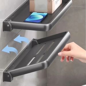 1 piece of bathroom folding rack space saving aluminum wall mounted storage rack easy to install bathroom accessory