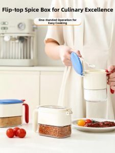 One Touch Opening Airtight Spice Jar with Spoon