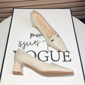 French Style Black Square Head Thick Heel Work Commute Single Shoes Womens New 2025 Summer Professional Office High Heels
