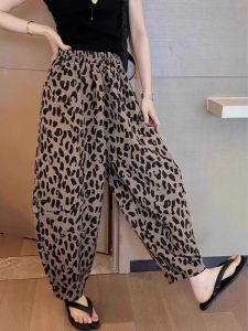 กางเกงฮาเร็มลายเสือดาวไซส์ใหญ่ กางเกงขายาวทรงหลวมเอวสูง ทรงสลิมฟิต กางเกงขาสั้นทรงหลวมสำหรับผู้หญิงในช่วงฤดูร้อน