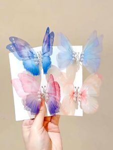 เครื่องหมายกิ๊บติดผมแฟชั่นเกาหลีงานผีเสื้อ 10cm, มีปีกบิน, สีพาสเทล, งานไม่ดำ, ไม่ลอก, ไม่หักงอ, พร้อมส่งในไทย