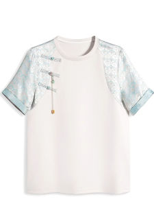 WANGGONGZHU | New Chinese Style Short Sleeve T-Shirt Womens Summer Design Sensation Small Audience Elegance Top Embroidery Fashionable Casual Wear