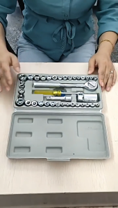 【ประแจบล็อกรวม 40-in-1】ชุดเครื่องมือช่าง DIY ชุดประแจบล็อกพร้อมด้ามจับและประแจแหวน กล่องเครื่องมือ