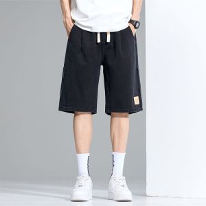 Ice Silk Denim Shorts Mens Summer Thin Retro Wash Trendy Brand Mid-Pants 2025 New Five-Point Pants Boys Breathable Straight Leg Jeans