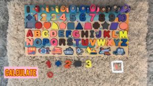 Kids Montessori Math Educational Wooden Toys 7 in 1 Fishing Count Numbers Matching Digital Shape Log Board Puzzle Toy