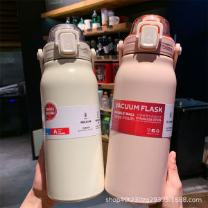 Large capacity insulated cup 304 stainless steel outdoor sports water bottle portable for men and women high beauty water cup with straw