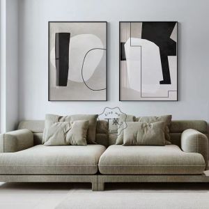 Modern Abstract Art Decorative Painting Large Format Black And White Entrance Restaurant Wall Art Living Room Decor Moran Color