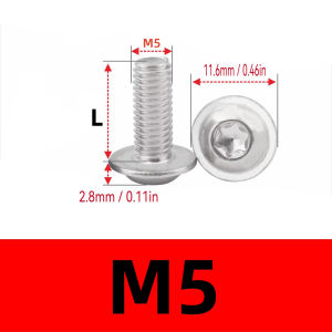 5-10Pcs M5 M6 304 Stainless Steel Torx Screws with Anti-Loose Washer Collar T25 T30 Lobe Flange Bolts Kit for Bicycle Motorcycle