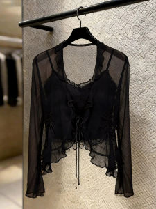 ZHILU | Vintage Ruffle Sheer Lace-up Breathable Sunscreen Jacket