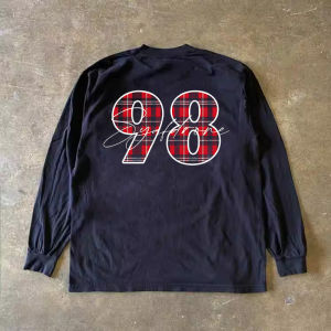 เสื้อยืดคู่รักแขนยาวผ้าฝ้ายแท้ 310 Pure Cotton สไตล์วินเทจ ทรงหลวม ปกมน เสื้อผ้ากีฬาลำลองสำหรับทั้งชายและหญิง