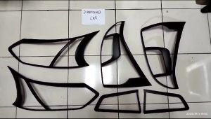 Paket Garnis Lampu Depan Belakang Hitam Doff Toyota Grand Avanza Xenia Veloz 2015-2018