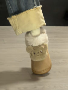 YesDay Cute Bear Fleece Lined Warm Snow Boots Womens Autumn Winter New Style Big Head Versatile Fluffy Cotton Shoes