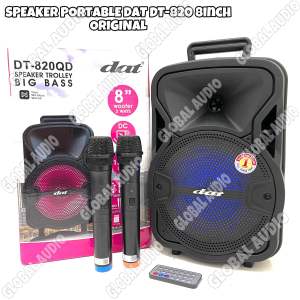 Speaker Portable Wireless Dat DT 820 QD Original 8 inch Free 2bh Mic Wireless Bluetooth Speaker DAT820 DT820 ( Bisa COD )