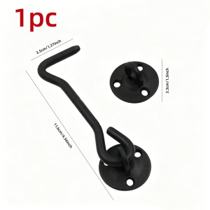 Privacy Frosted Black Wind Hook Door Latch Barn Door Lock Easy to Lock Suitable for Sliding Barn Doors 5.11 in X 1.37 in X 0.