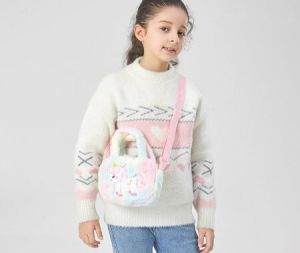 JINYUG🔥🔥🔥 Hot Sale Kid Embroidery Unicorn Plush Crossbody Purses And Handbags Little Girls Rainbow Fluffy Purse Cute Cartoon Furry Shoulder Bag