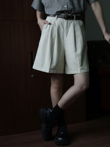 Retro High Waist Loose Casual Five-Quarter Shorts Womens Design Sensation Niche Summer New Yellow Peach Color Versatile Shorts