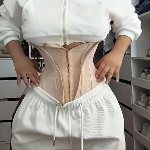 Waist Belt Zipper + Three Buckle Dual Layer Compression Hourglass Body Shaping Waist Cincher Fitness Shapewear for Women