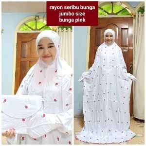 Mukena Bordir Seribu Bunga Mukenah Santri Katun Premium Adem Hias Bunga