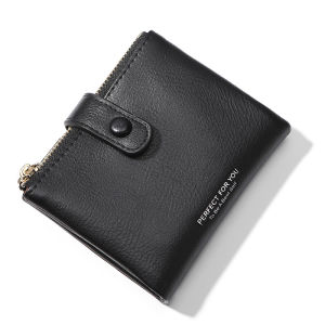 Womens Short Large Capacity Wallet Double Zipper Soft Leather Simple New 2025 Card Holder Wallet Functional Small Bag