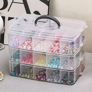 3-layer transparent storage box stackable storage box portable craft bead plastic box jewelry storage box storage tray