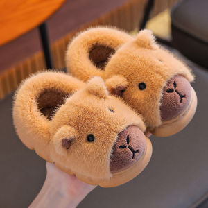 JIFANPAUL | Childrens Cotton Slippers 2025 Autumn Winter New Arrival Kids Capybara Fleece Indoor Home Shoes