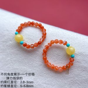 ธรรมชาติ South Red สีเหลืองทองสดใส Lapis Lazuli แหวนผู้หญิงลูกปัดสมบัติสดสไตล์จีนแหวนแฟชั่นเครื่องประดับ