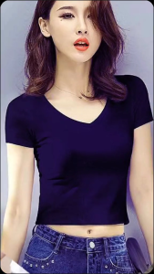 [ Siêu Sale ] Áo thun Nữ croptop cổ tim tay ngắn cotton lạnh chất đẹp siêu co giãn chống bai xù