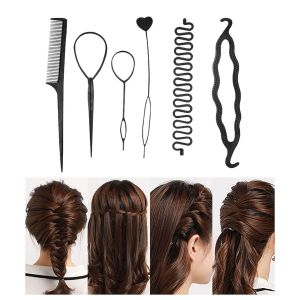 Hair Braiding and Ponytail Maker Tool Kit 6 Pcs for French Braid Loops and Hair Styling Accessories