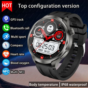 BOXUXING 1.85-inch Smart Watch Men Sport Waterproof Fitness Heart Rate Watches Compass GPS Track NFC Bluetooth Call Smartwatch