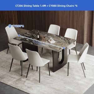 Italian Minimalist Luxe Marble Dining Table Set