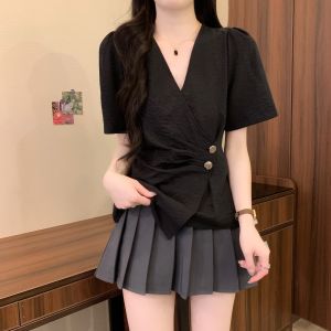 AIYITI | Stylish Slimming V-neck Short Sleeve Blouse