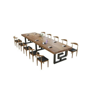 Modern Simplicity Large Size Solid Wood Meeting Table And Chairs Office Workbench Iron Art Conference Desk Training Industrial Desk