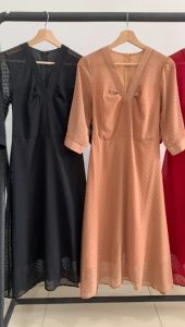 D10754 Charlotte Mid Sleeves Dotted Dress