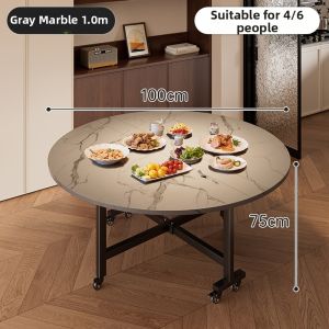 ZHUSHANXIA | Folding Round Dining Table with Lazy Susan