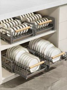 BW | Stainless Steel Kitchen Storage Rack Dish Drainer Cabinet Internal Multi-Function Pull out Basket Bowl Plate Drain Rack