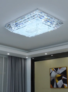 COD Ready Stock K9 Crystal Square LED Lampu Siling Kristal 3 Colour Remote Ceiling Light For Living Bedroom Condo 3 Years Warranty