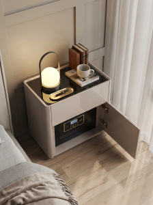 Luxury Nightstand with Safe Storage Compact Bedside Cabinet