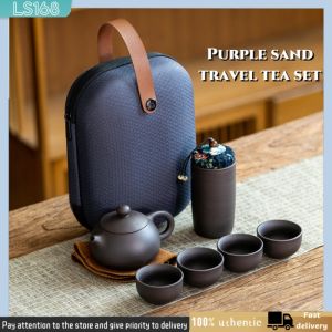 Portable Travel Teapot Set Tea Fine Gift Zi Sha Ceramic 6PCS Tea Set1 Tea Pot 1 Tea Caddy 4 Tea Cup