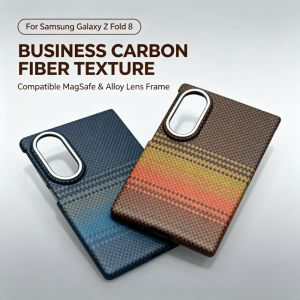 Busienss Luxury Ultra Slim Carbon Fiber Pattern Case For Samsung Galaxy Z Fold 8 for Magsafe Alloy Lens Shockproof Protect Cover
