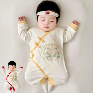 Newborn Clothes National Style Pure Cotton Boneless Baby Clothes One Month Old Outfit Hundred Days Spring and Autumn Baby Rompers Jumpsuit